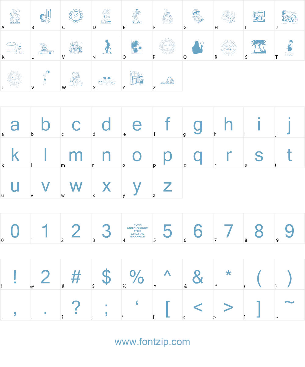 4YEOsummer Font Character