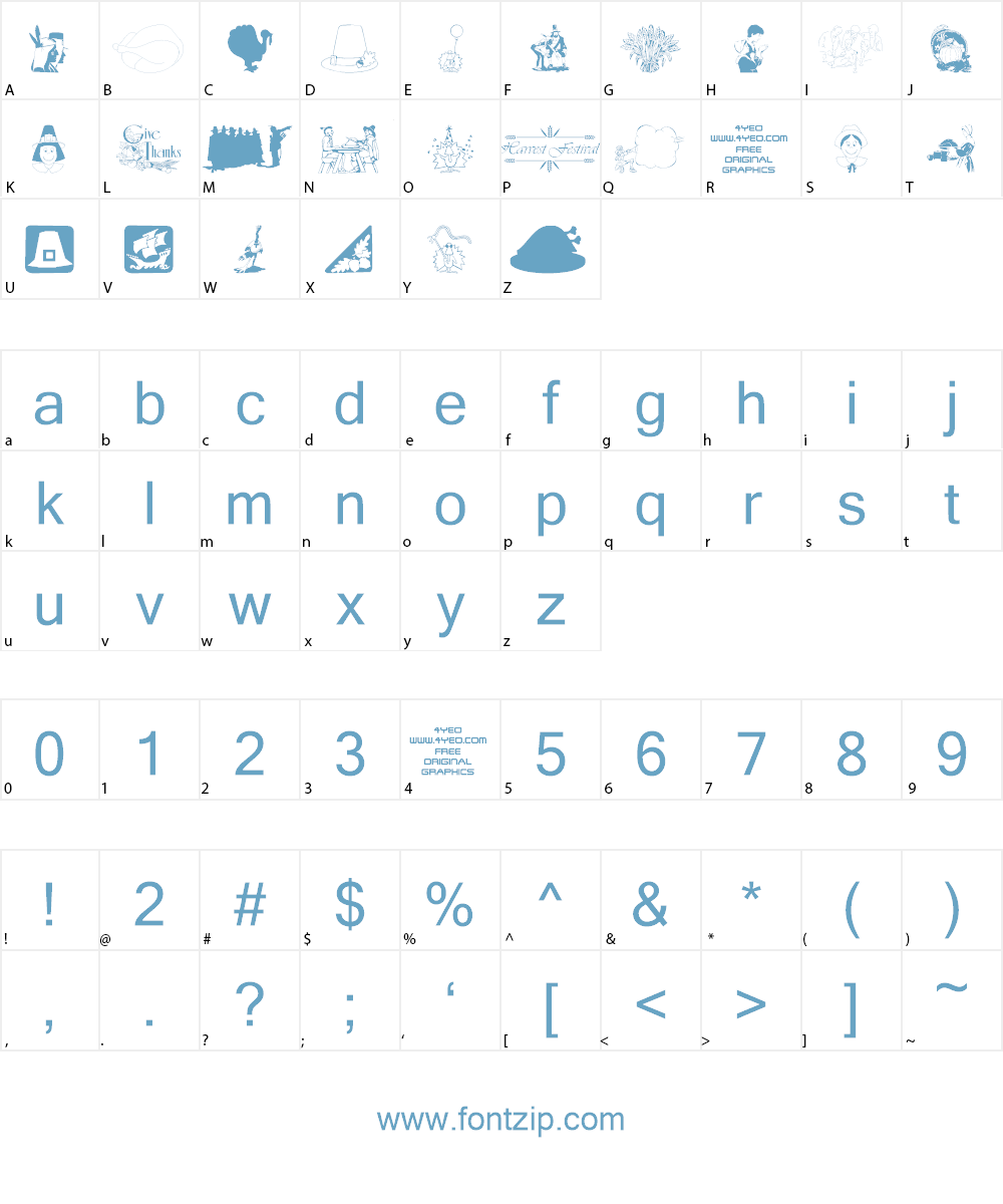 4YEOTHANKS Font Character