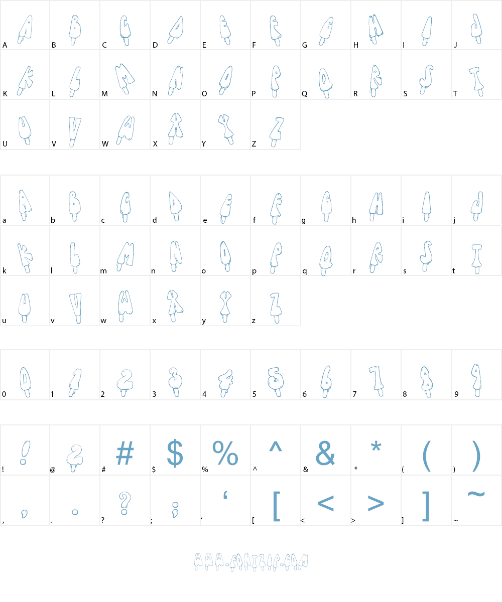 Jenna's Popsicles Font Character