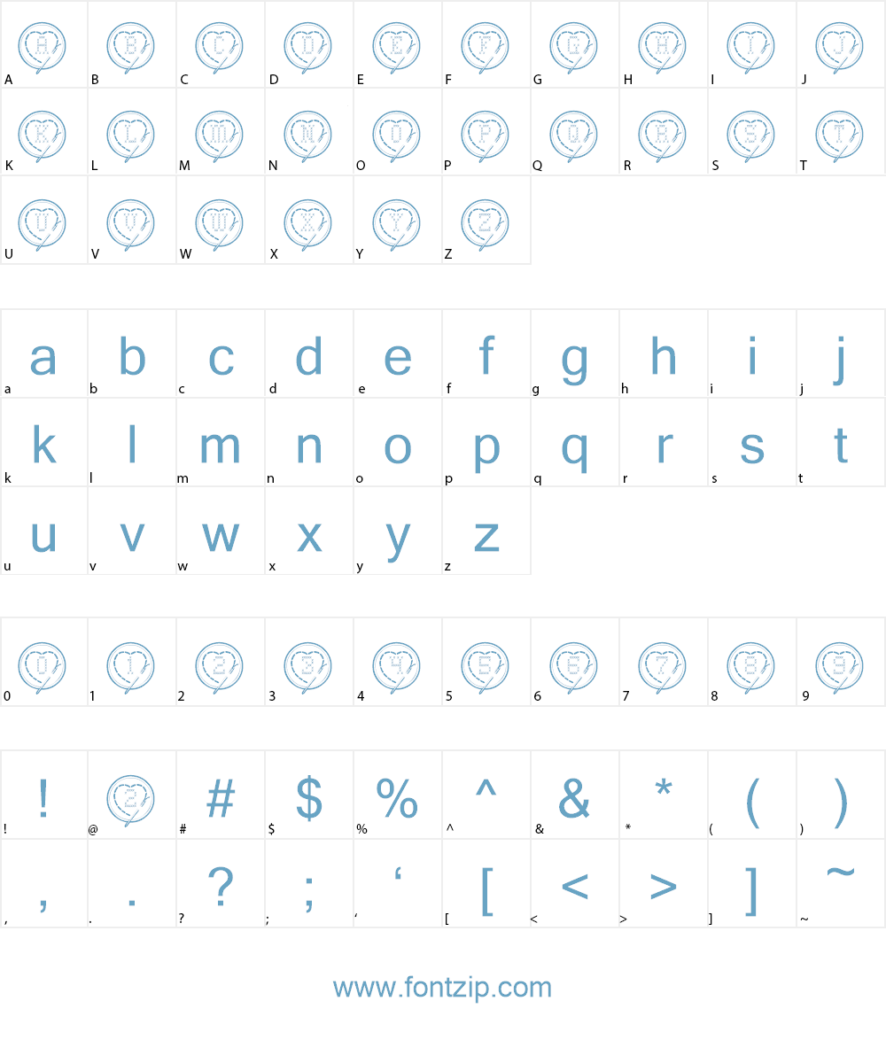 Cross Stitch Hearts Font Character