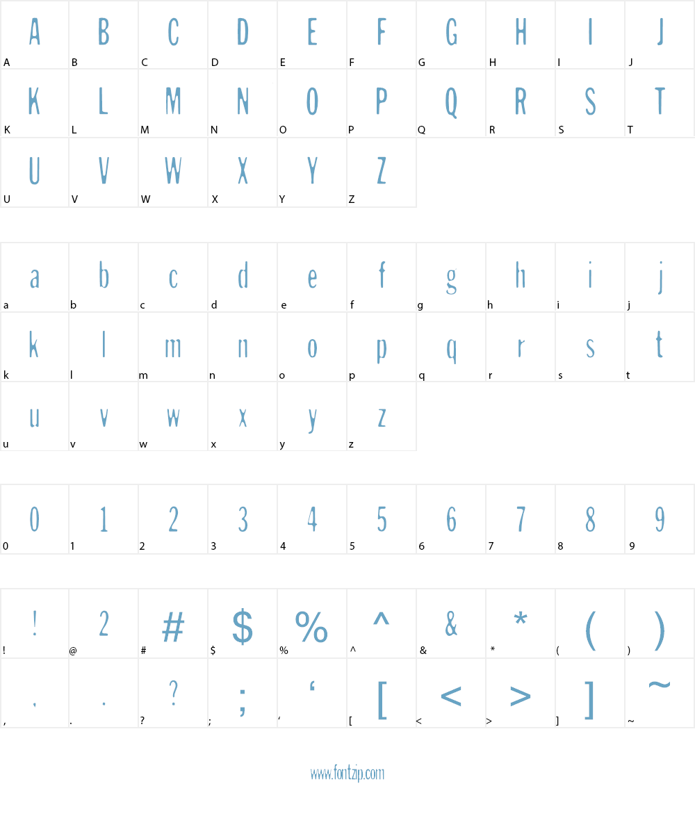 Andreas Sans Cnd Font Character