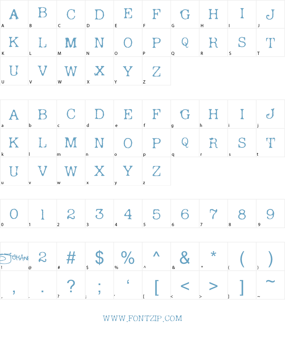 Andreas Typewriter Font Character