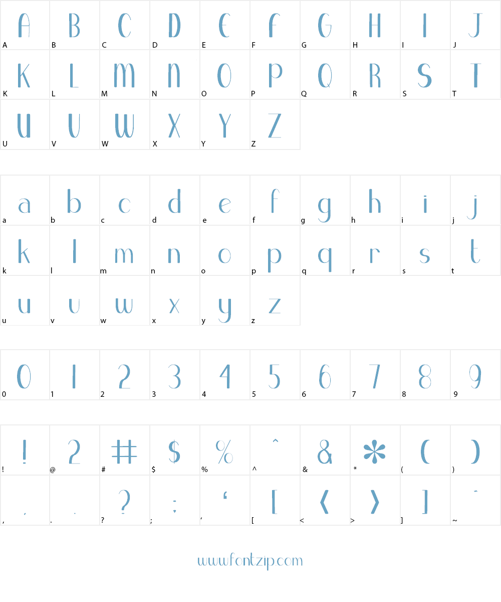 Blue Melody Font Character