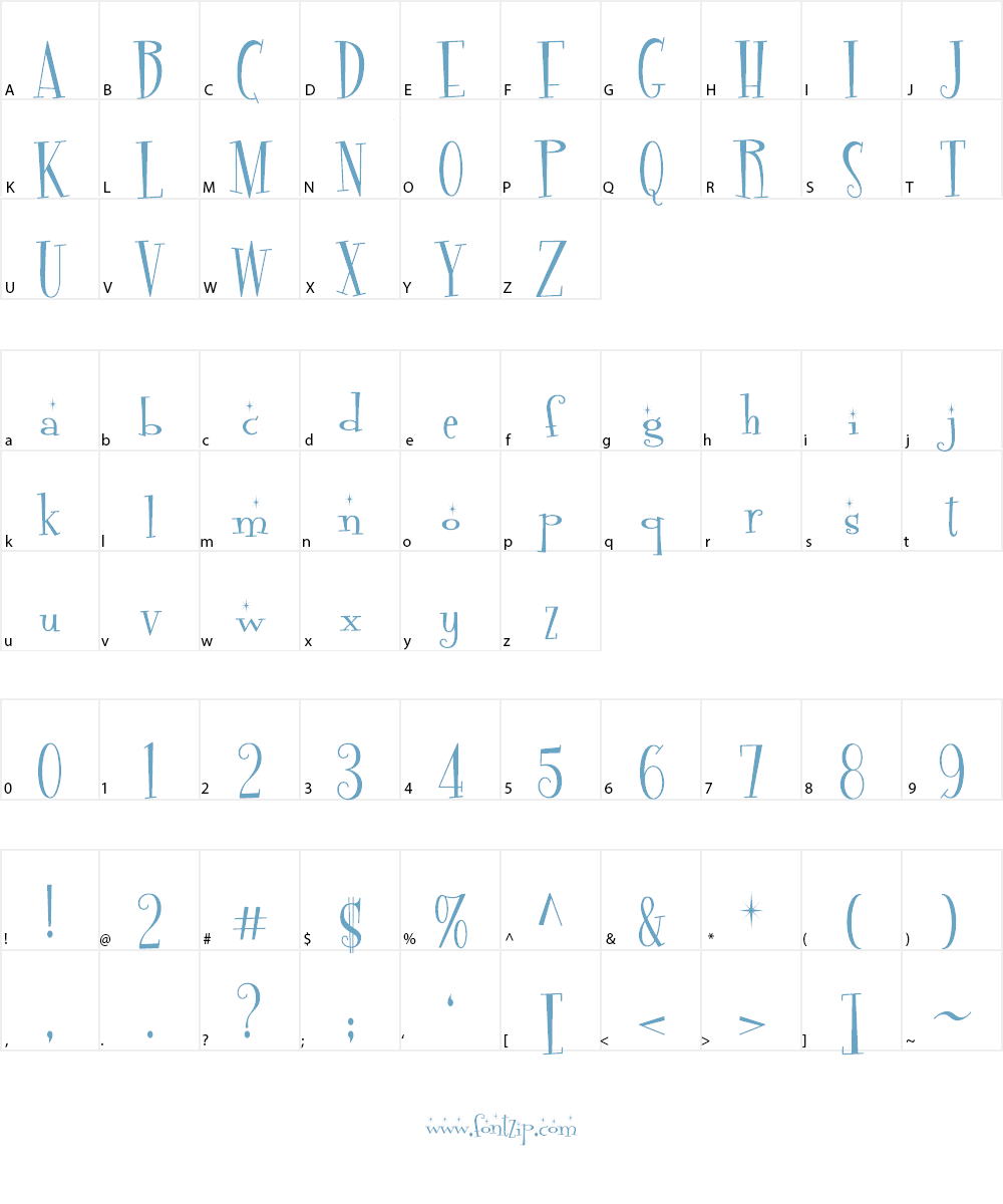 Fontdinerdotcom Sparkly Font Character