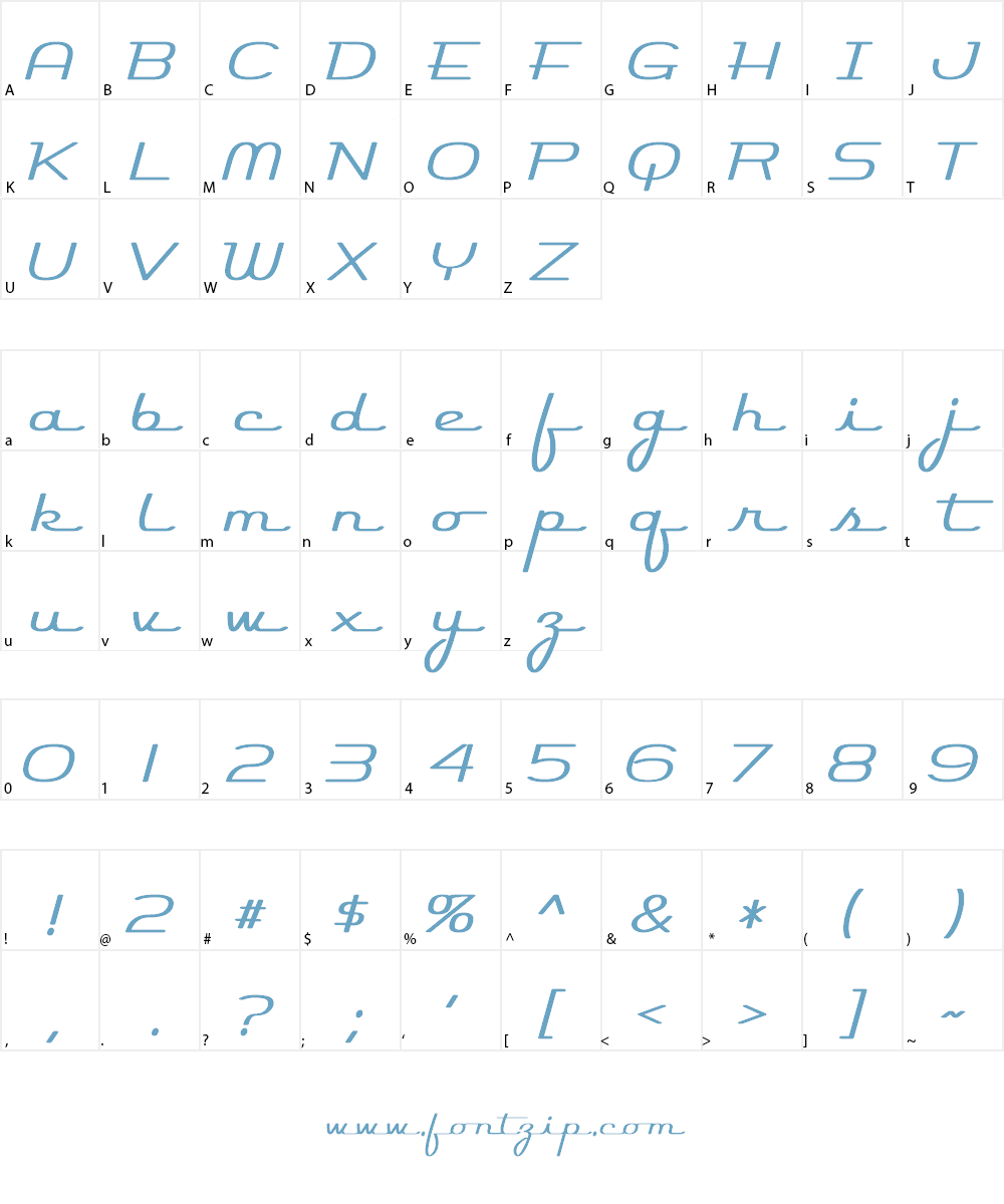 Rocket Script Font Character