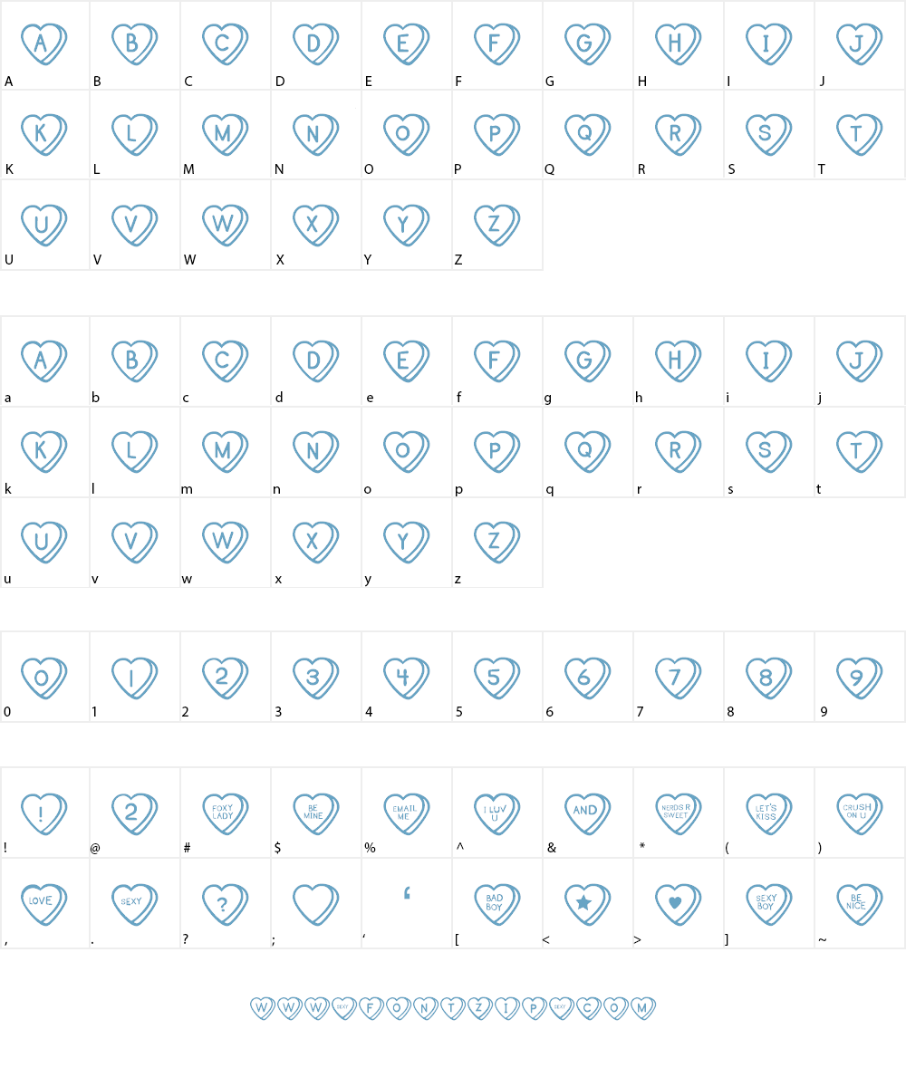 Sweet Hearts BV Font Character