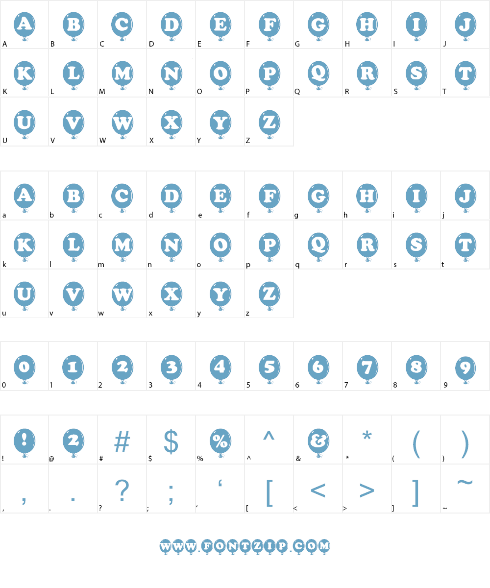 AlphaBalloon Font Character