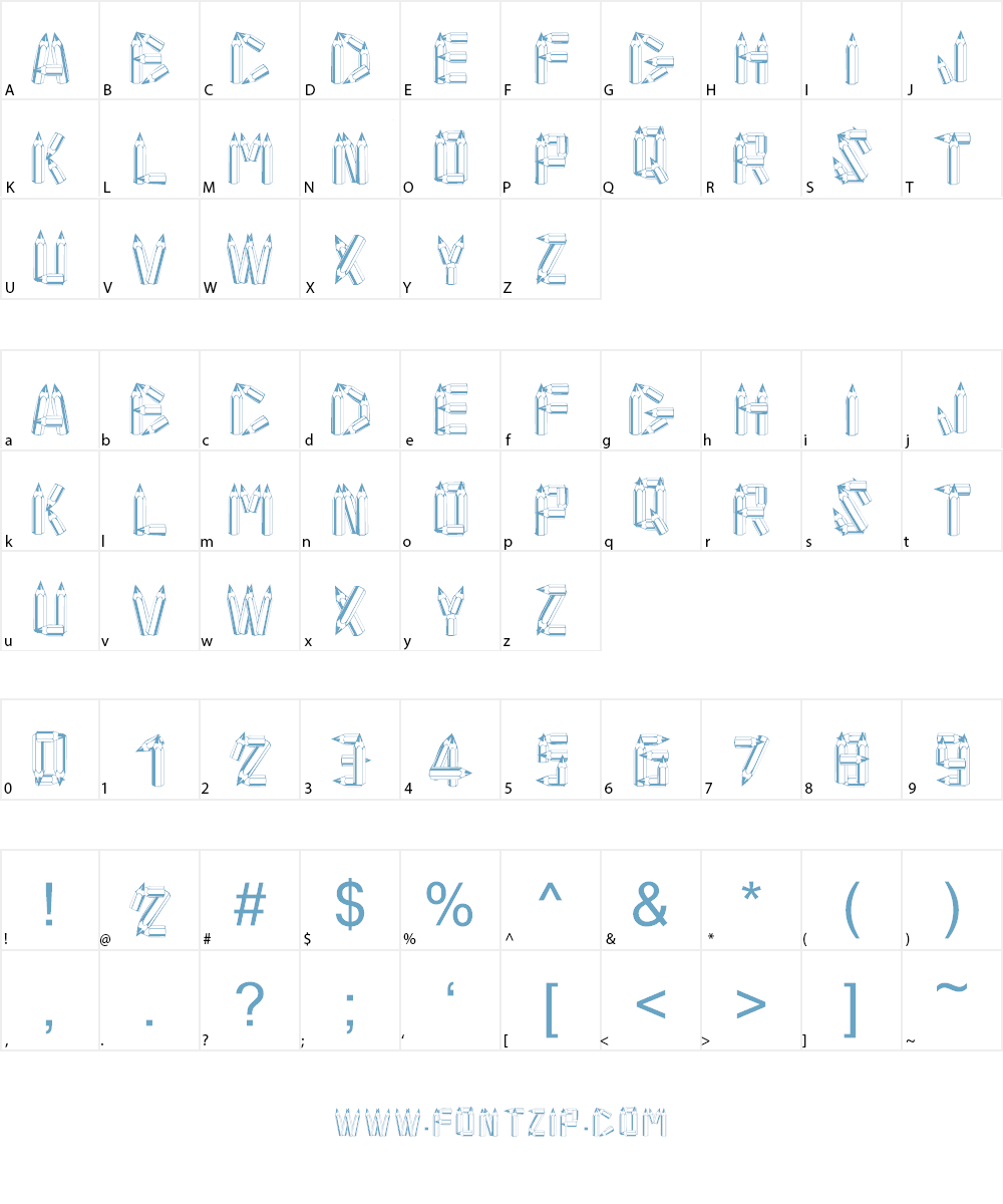 AlphaPencils Font Character