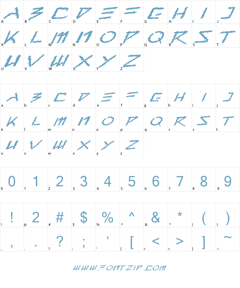 Barbed Type Font Character