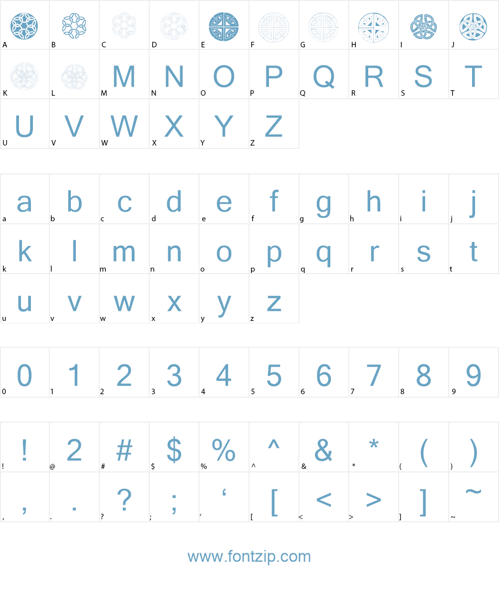 Celtic Circledings Font Character
