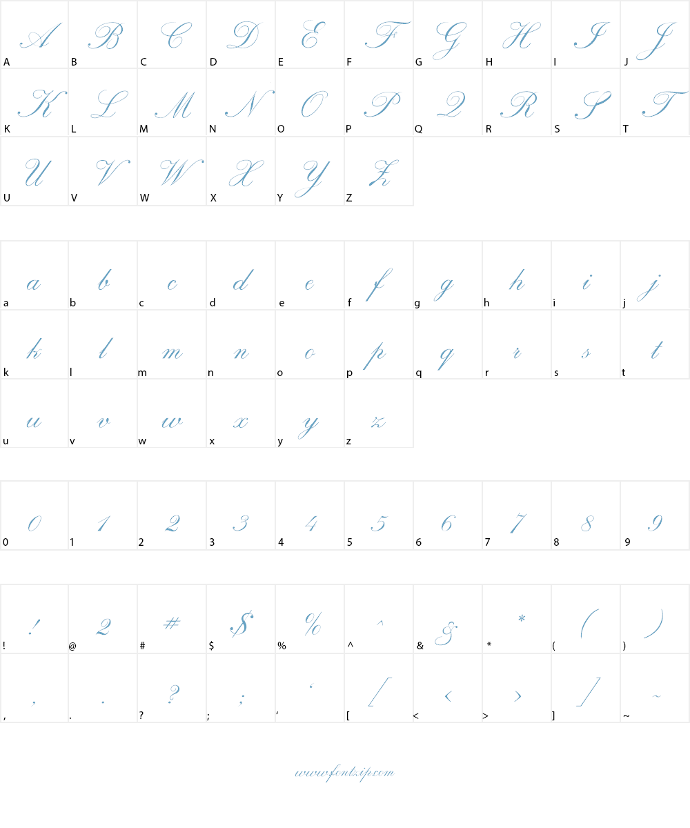 RegencyScriptFLF Font Character