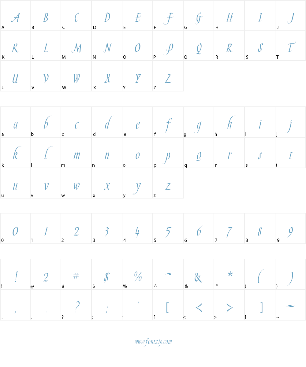 SlenderGoldFLF Font Character