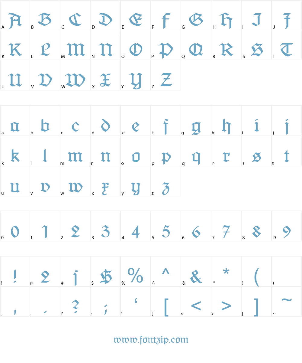 Jaecker-Schrift Font Character