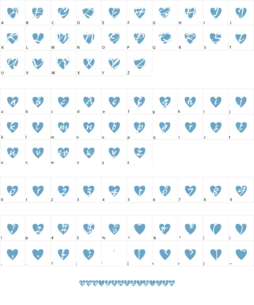 All Hearts Font Character