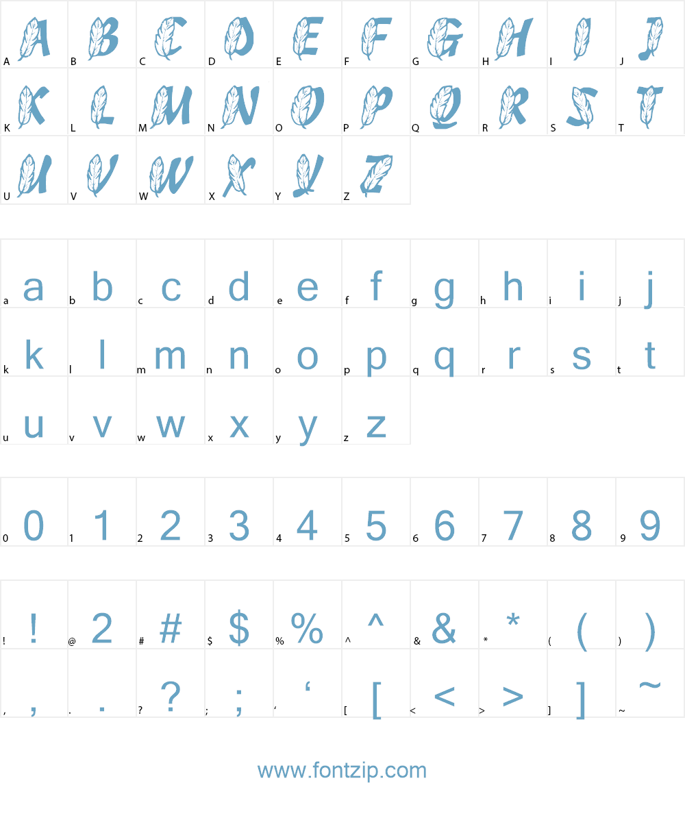 FeathersInYourCaps Font Character