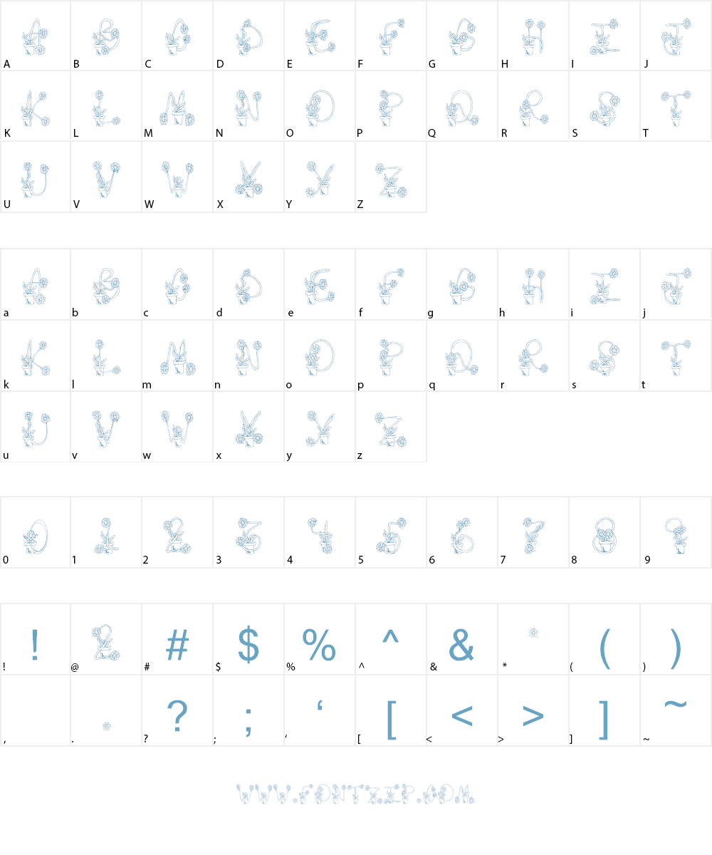Flower Sketches Font Character