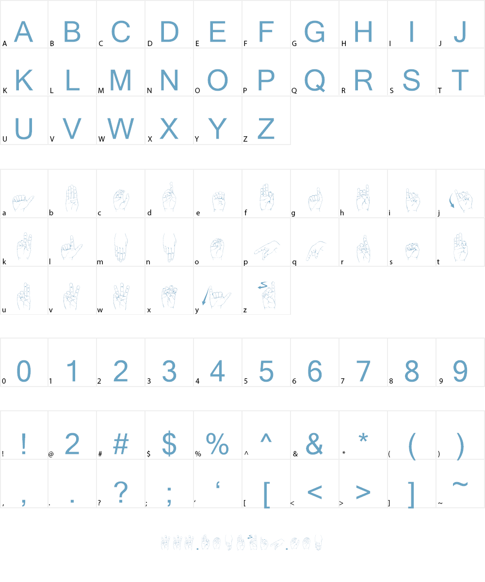 Langage des signes Font Character