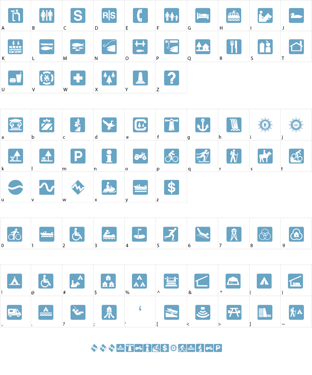 DNR Recreation Symbols Font Character