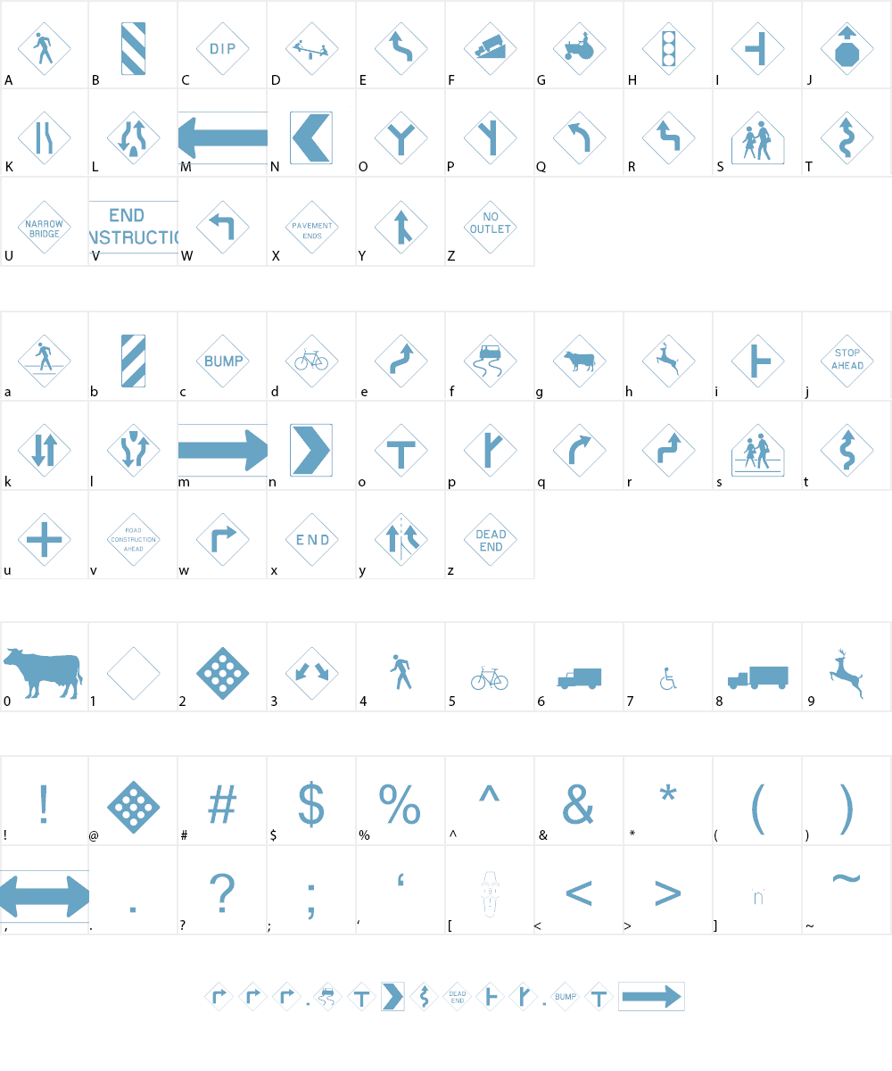 RoadSign Font Character