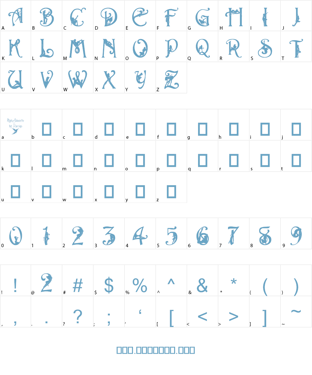 Alpha Silouette Font Character