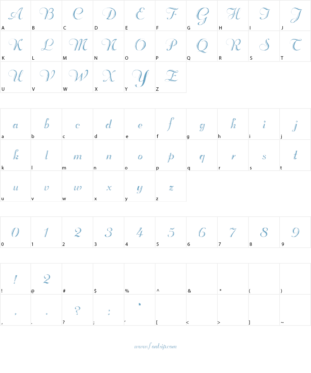 Beachman Script Font Character