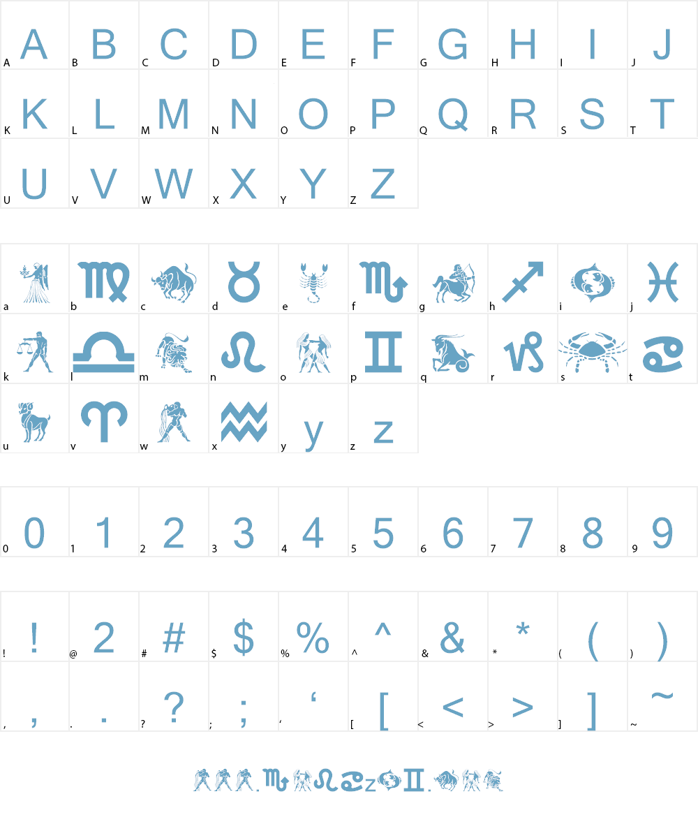 GE Zodiac Font Character
