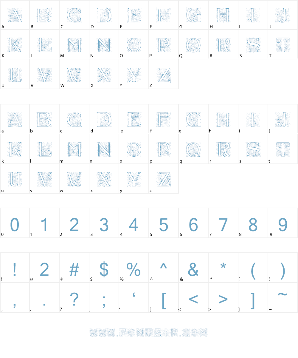 Acorn Initials Font Character