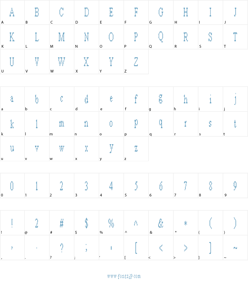 ARashNaziBlurb Font Character