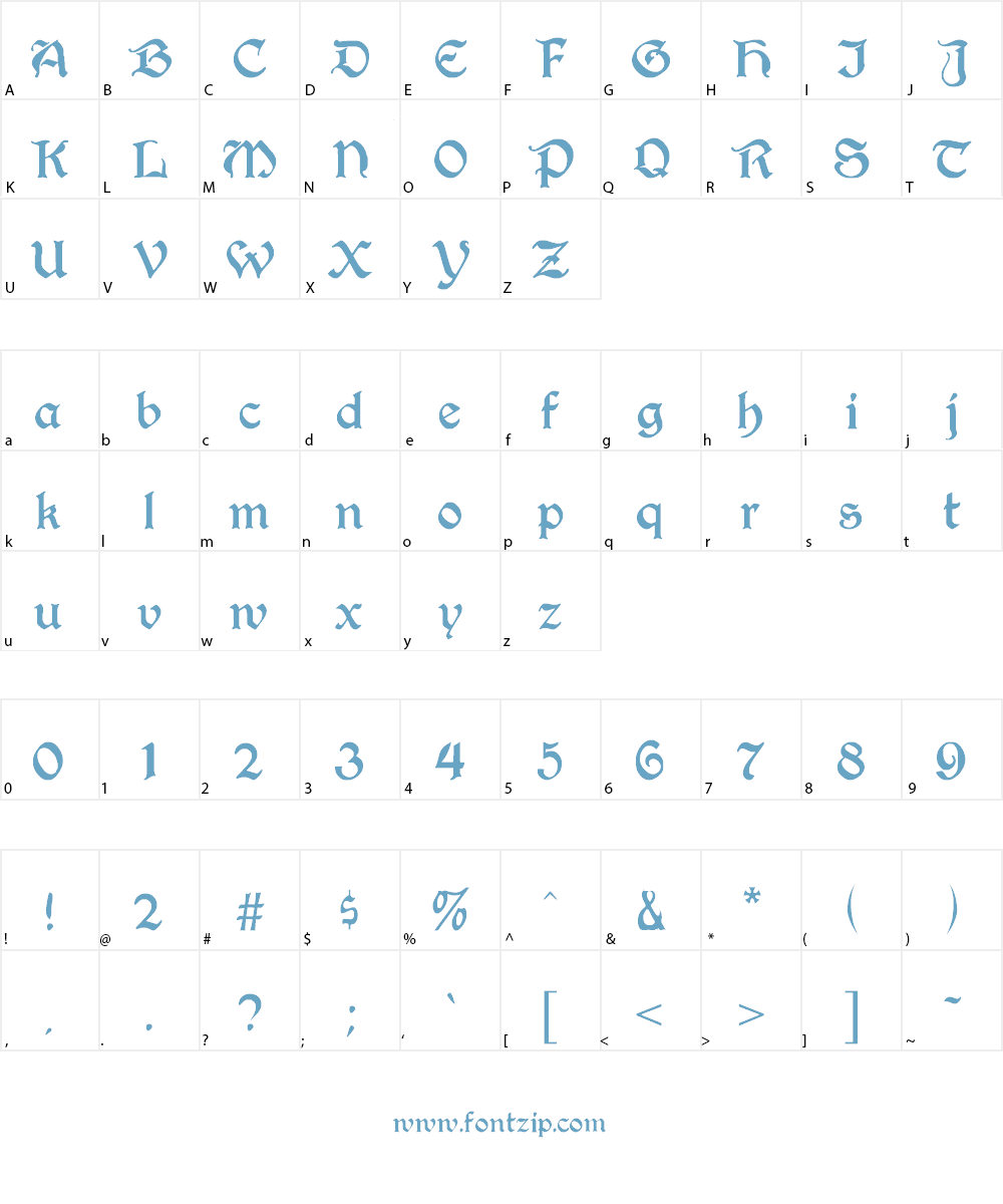 Augusta Font Character