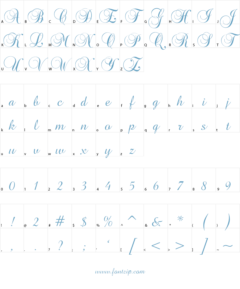 Brock Script Font Character