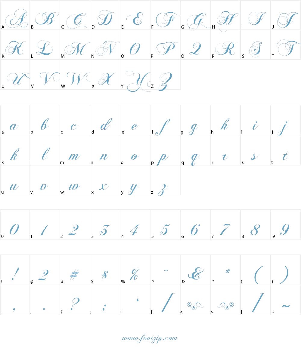 Chopin Script Font Character