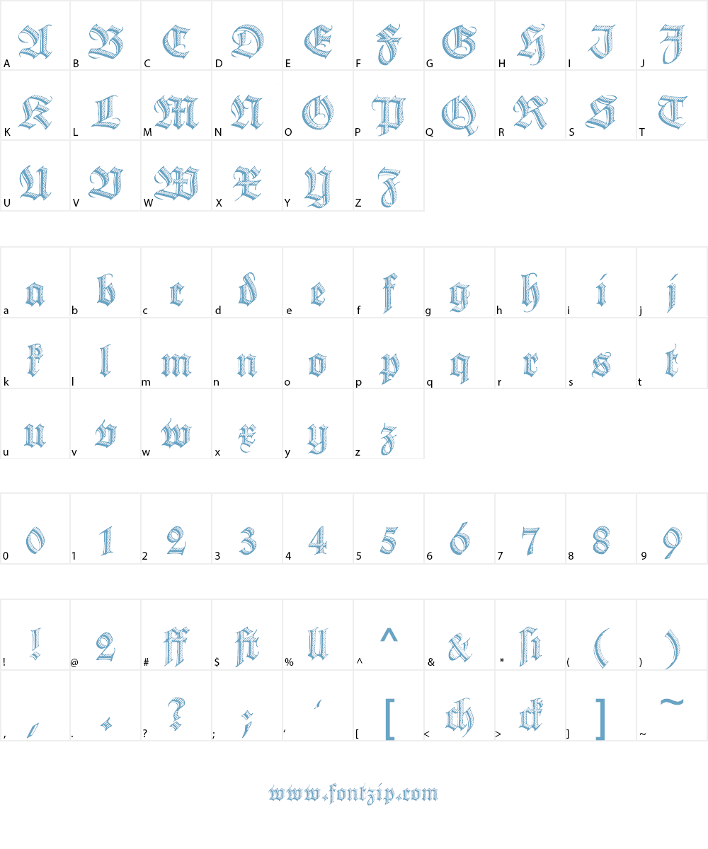 Deutsche Zierschrift Font Character