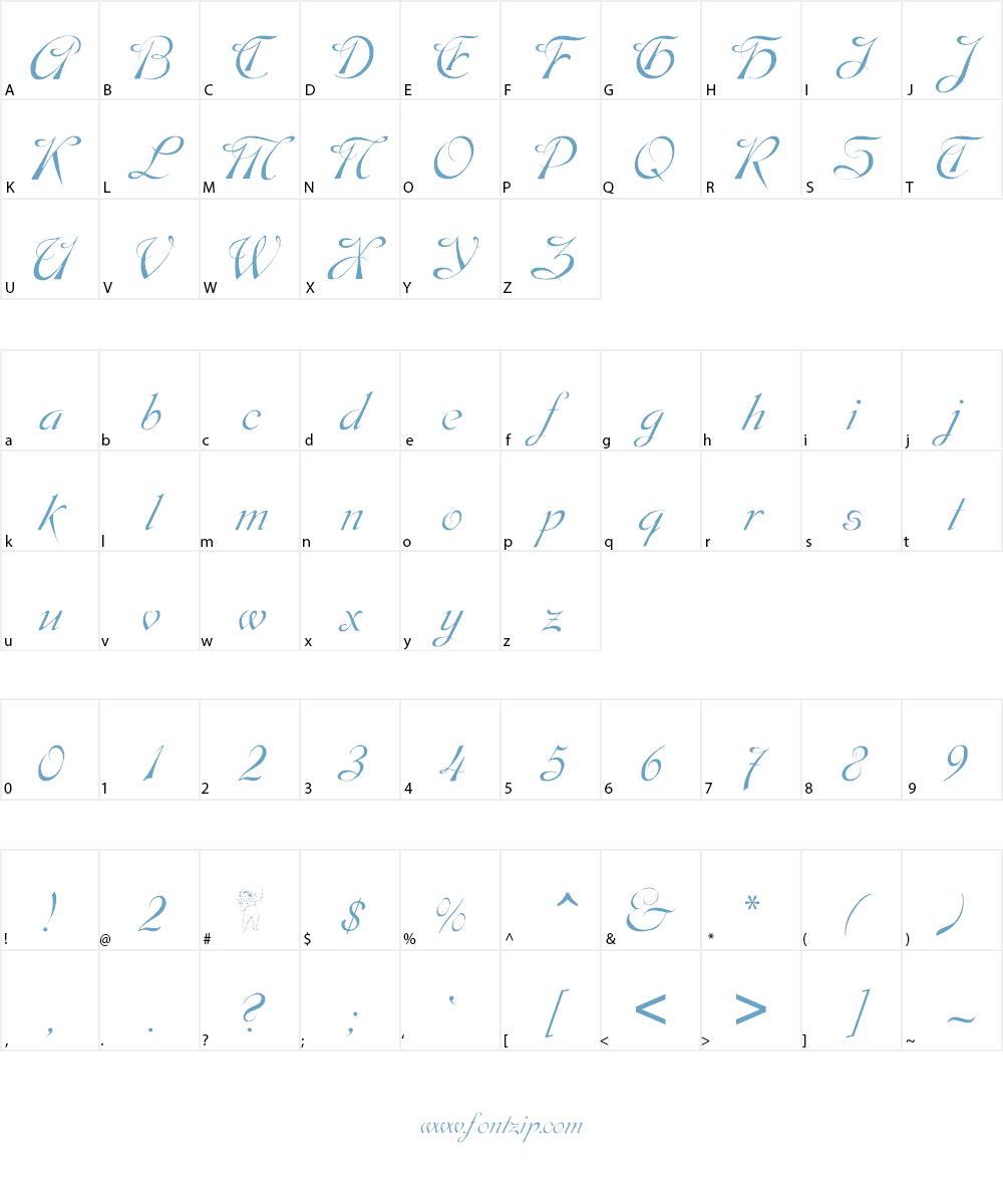 Dobkin Script Font Character