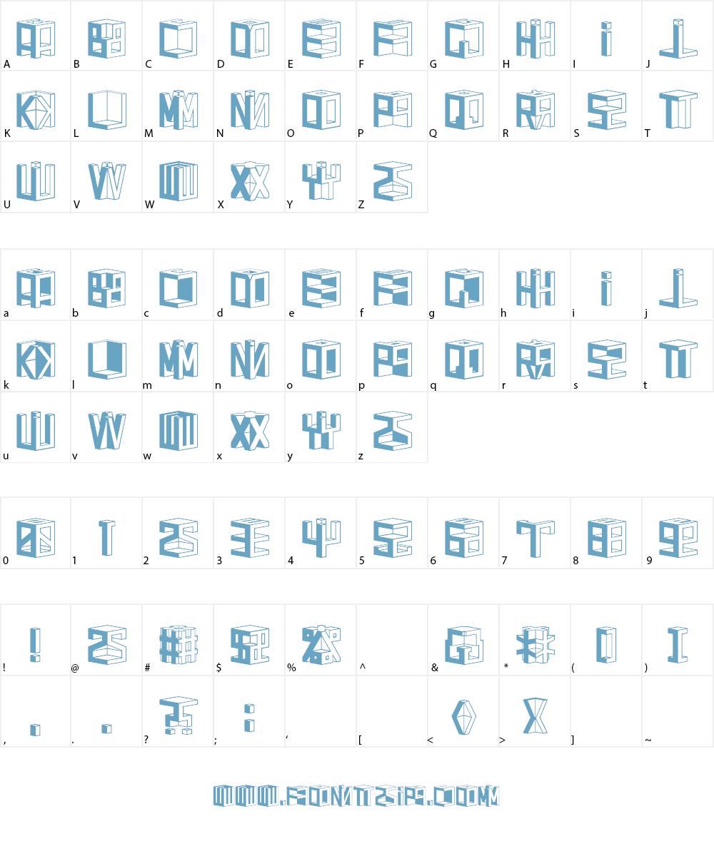 D3 Cubism Font Character