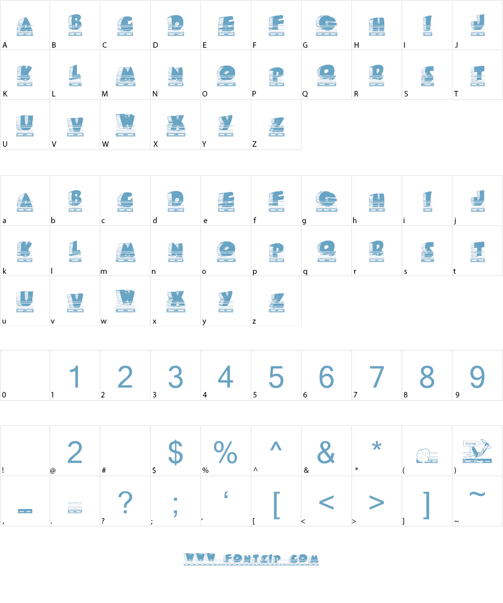 Roady Roadrunner Font Character