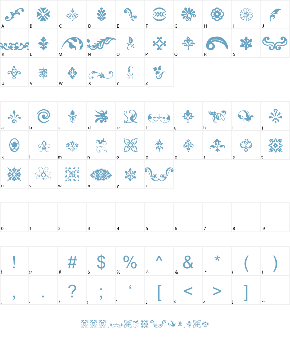 Beautiful Ornaments Three Font Character