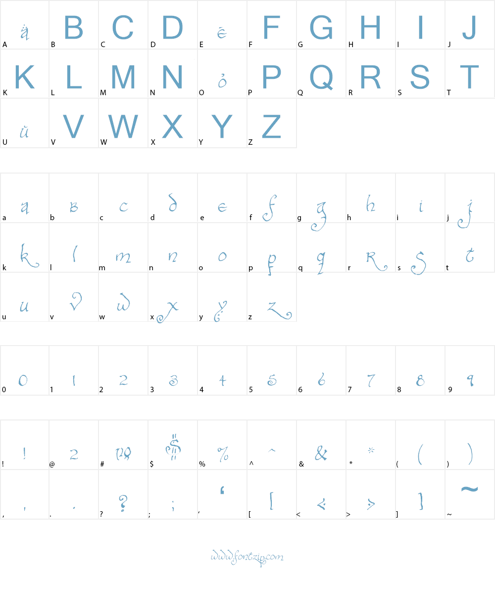 Bilbo Hand Font Character