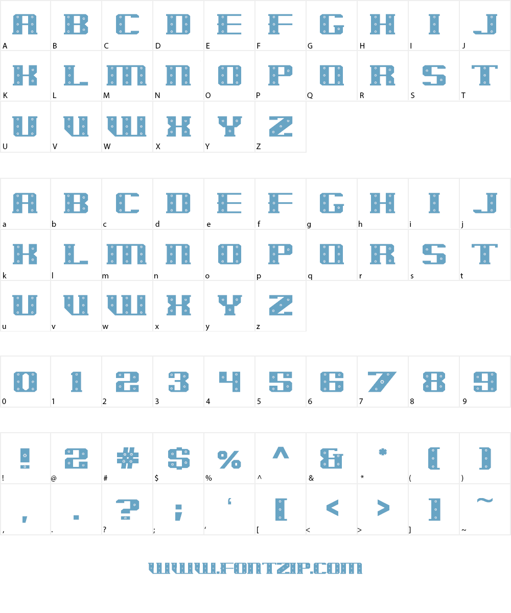 Iron Clad Bolted Font Character