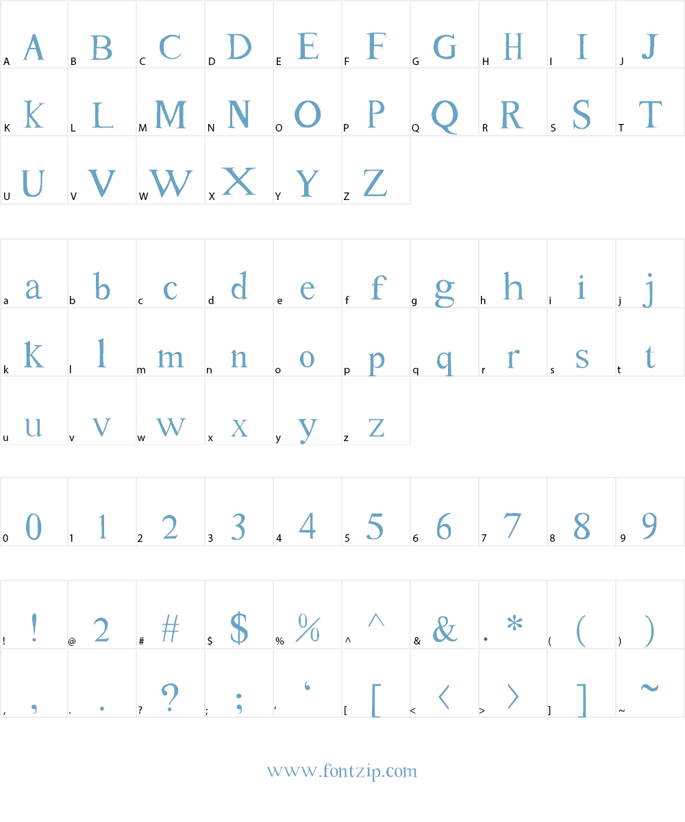 Tom's New Roman Font Character
