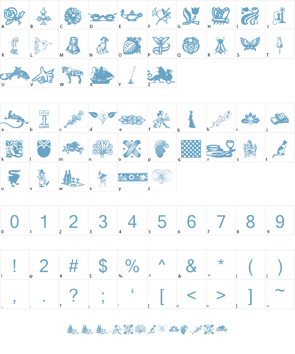 Woodcut Ornaments Font Character