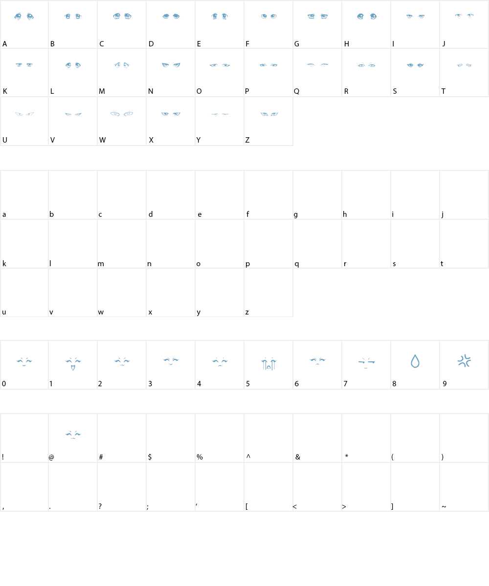 Anime Eyes Font Character