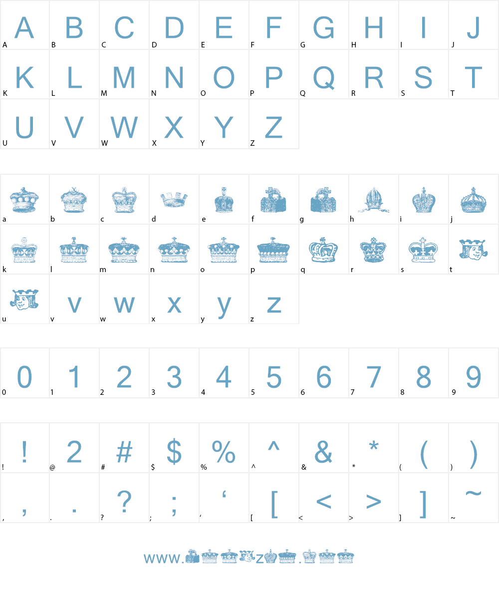 Crowns and Coronets Font Character
