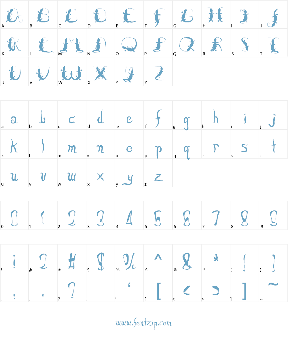 Lizzard Font Character