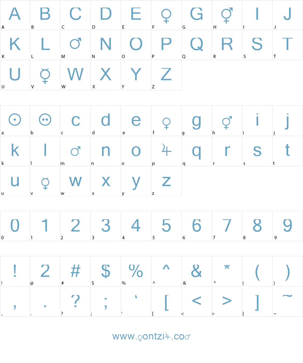 Female and Male Symbols Font Character