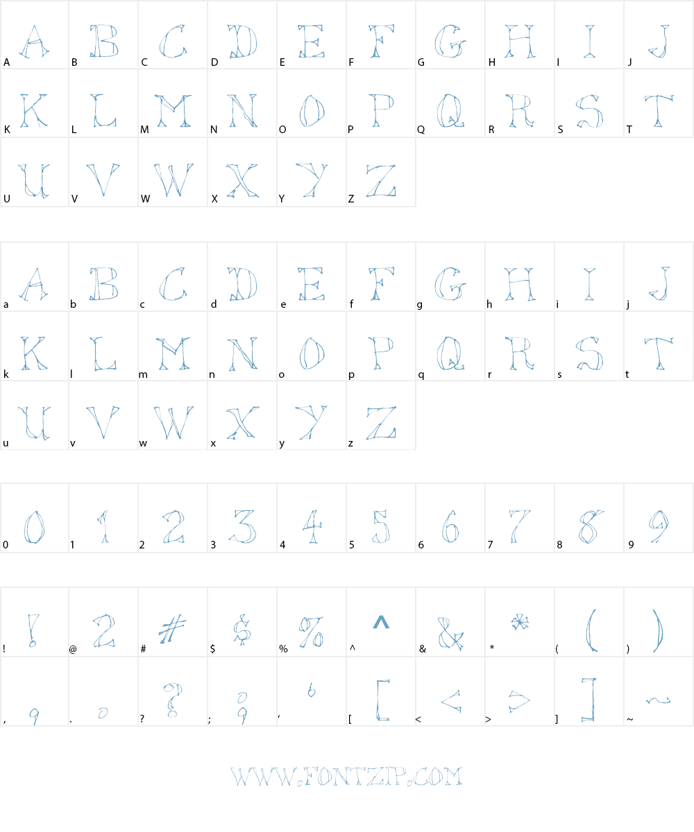 Sketched Out Font Character