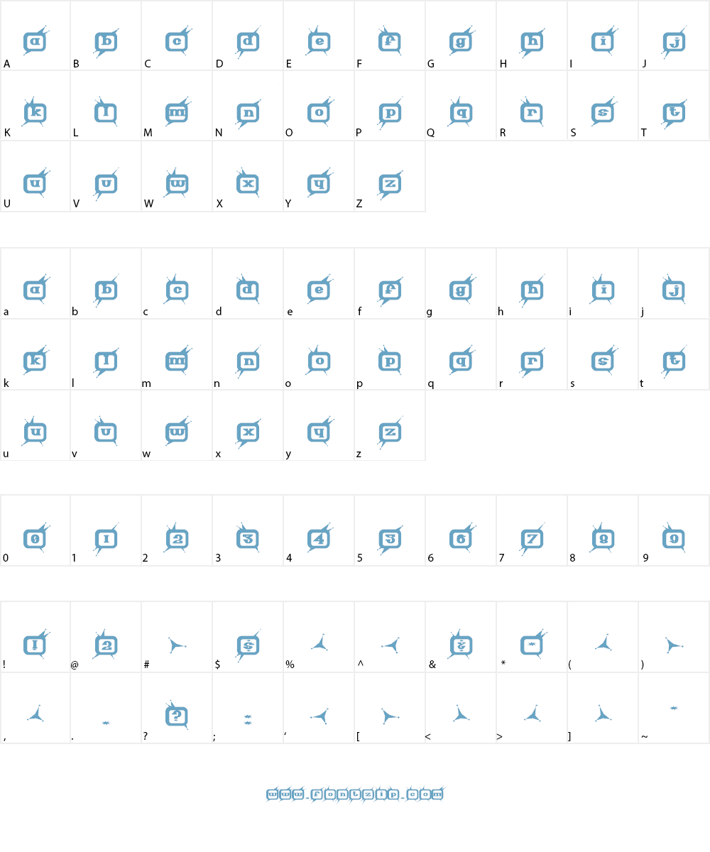 Technicolor Font Character