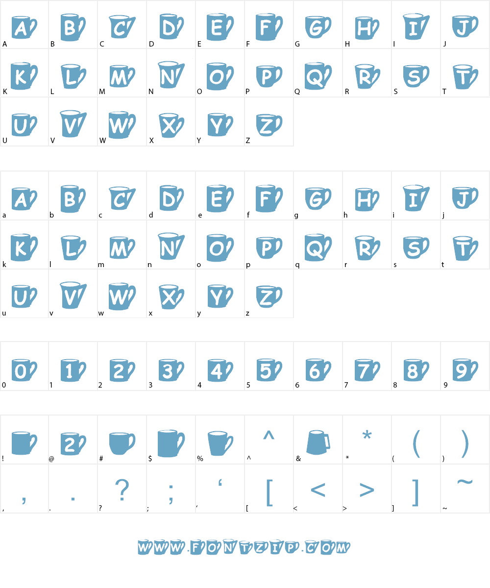Coffee Mugs Font Character