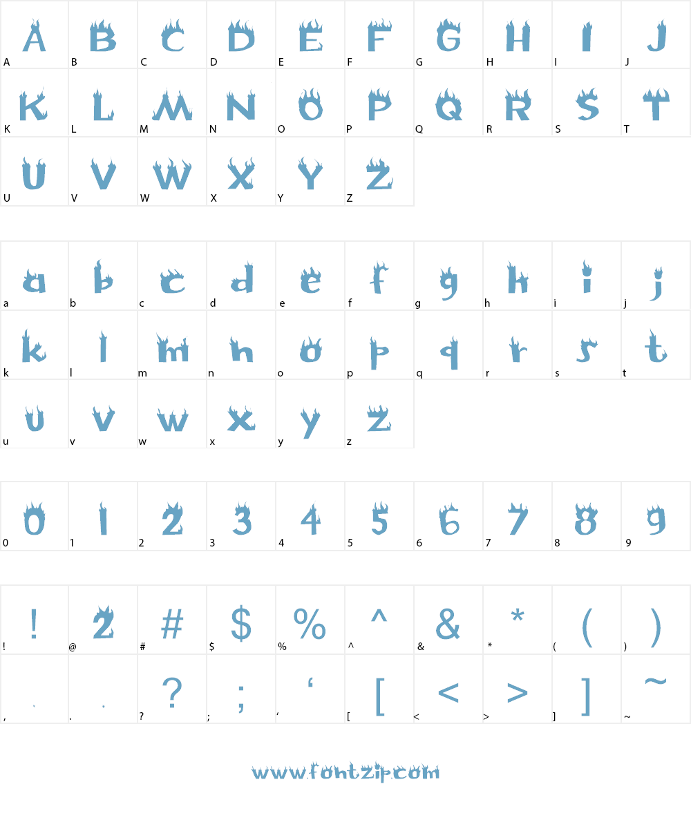 Flame Font Character