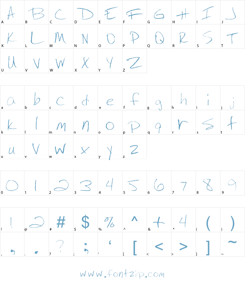 Jenny's Handwriting Font Character