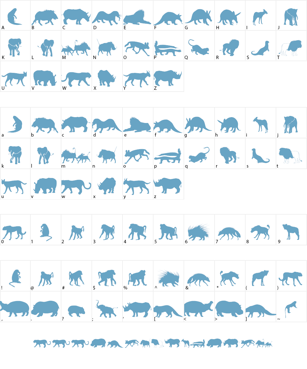 Afrika Wildlife B Mammals2 Font Character